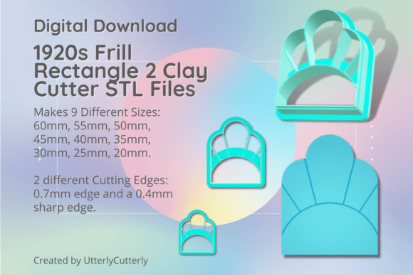 1920s Frill Rectangle 2 Clay Cutter - Ar: Digital STL Files for Precision Crafting