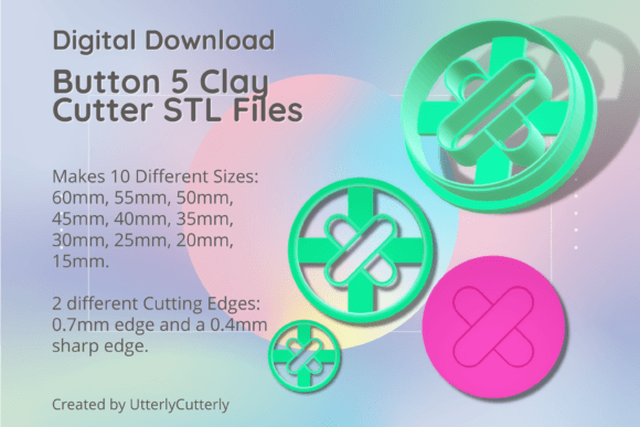 Button Shape 5 Clay Cutter - Crafter STL