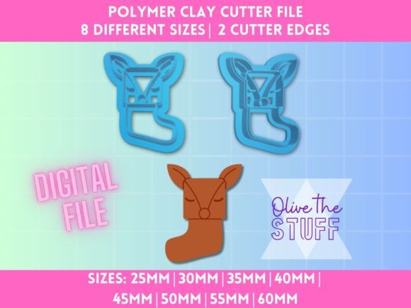 Christmas Deer Stocking Clay Cutter Guide