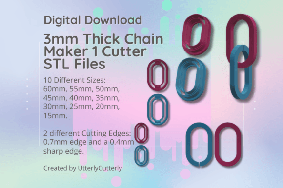 Clay Cutter STL 3mm Thick Chain 1: Digital Design for Earrings and Multi-Media Crafting