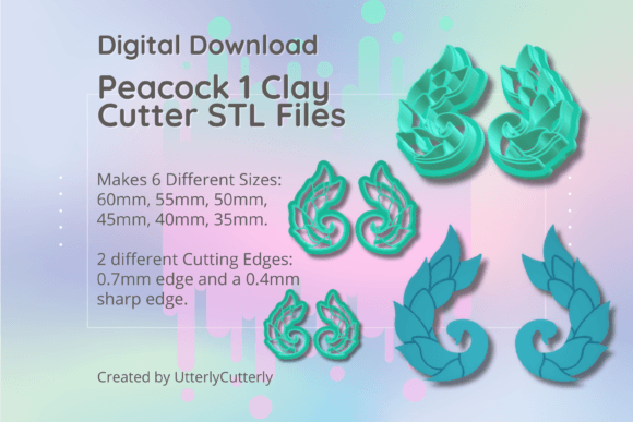 Clay Cutter STL File Peacock 1- Earring: Digital Design Guide