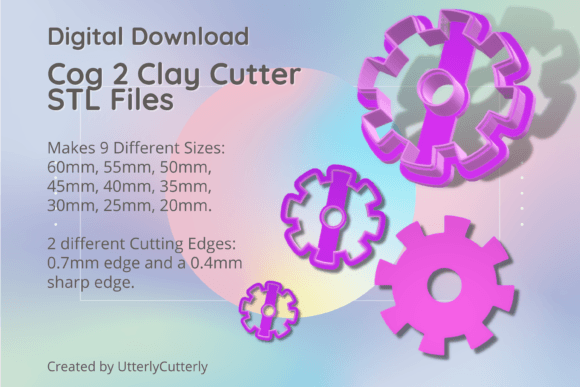 Cog 2 Clay Cutter - Steampunk STL Digital Download for Makers