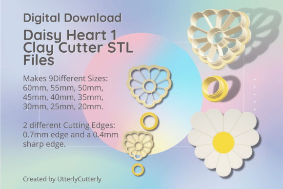 Daisy Heart 1 Clay Cutter: Spring Summer STL Files
