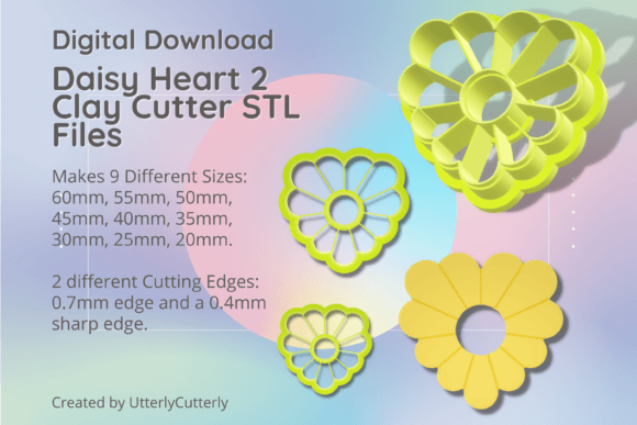 Daisy Heart 2 Clay Cutter - Spring Summer: Digital STL Files for Seasonal Creations