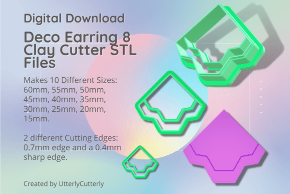 Deco Earring 8 Clay Cutter - Earring STL: Evaluating Digital Versatility for Polymer Clay and Baking