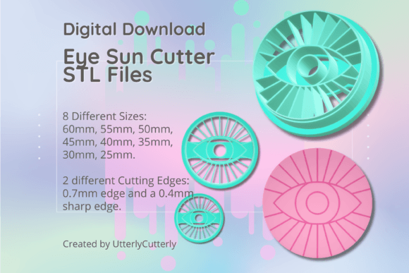 Eye Sun Debossed Clay Cutter Circle STL