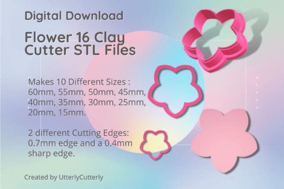 Flower 16 Clay Cutter STL: Digital File Bundle