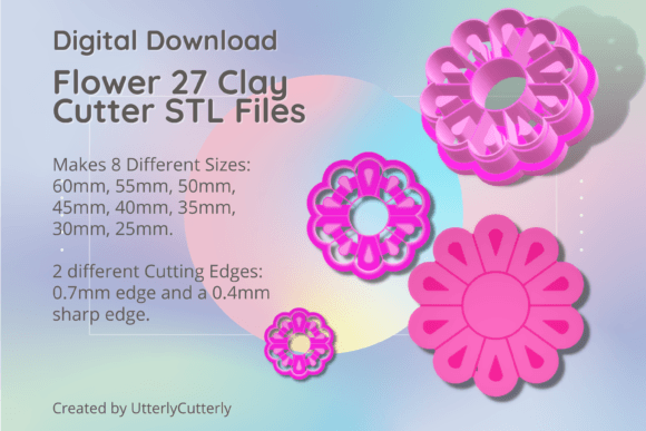 Flower 27 Clay Cutter: Summer STL Digital Download