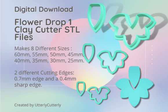 Flower Drop 1 Clay Cutter - STL Digital: Elevating Your Polymer Clay and Cookie Creations