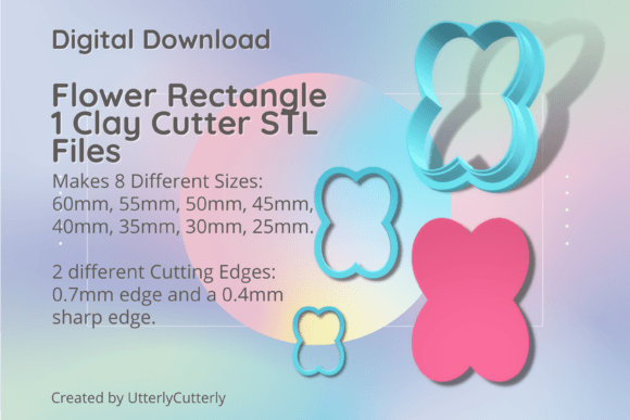 Flower Rectangle 1 Botanic Clay Cutter STL Files