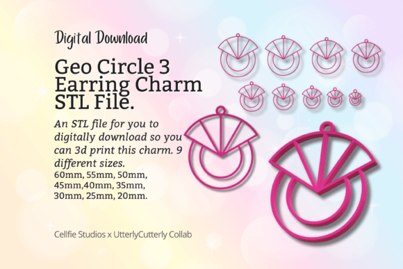 Geo Circle 3 Earring Charm STL File - Di: Evaluating Versatility and Printability for Digital Jewelry Design