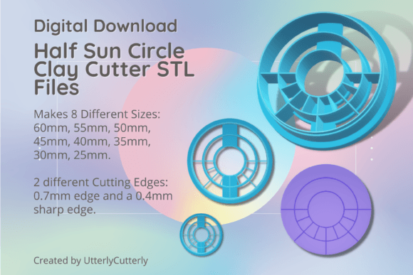 Half Sun Circle 1 Clay Cutter - Boho Cel: Digital STL Evaluation