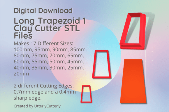 Long Trapezoid 1 Clay Cutter: Digital STL Files for Precision Crafting