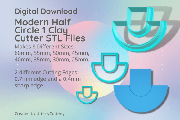 Modern Half Circle 1 Clay Cutter STL D