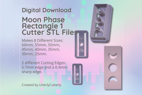 Moon Phase Rectangle Clay Cutter STL