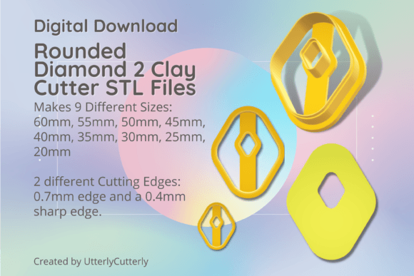 Rounded Diamond 2 Clay Cutter: Digital STL Files