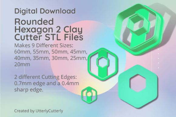 Rounded Hexagon 2 Clay Cutter - Donut Ge STL