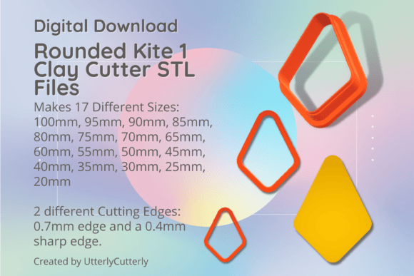 Rounded Kite 1 Clay Cutter: Digital STL Files