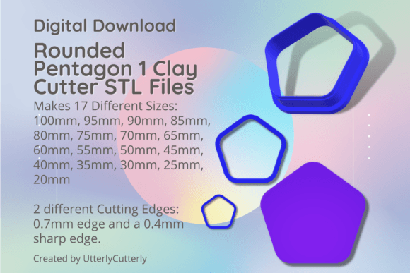Rounded Pentagon Clay Cutter - Basic Sha: Digital STL Evaluation