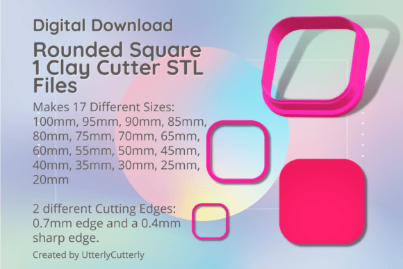 Rounded Square Clay Cutter: Basic Shape STL Files