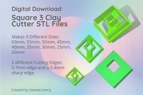 Square 3 Clay Cutter: Donut Geometric S STL