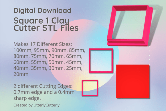 Square Clay Cutter - Basic Shape Geometry: Digital STL Files for Makers