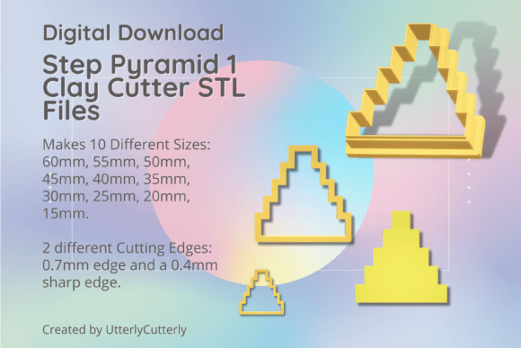 Step Pyramid 1 Clay Cutter - Aztec Geome: Digital STL Files for Jewelry and Baking