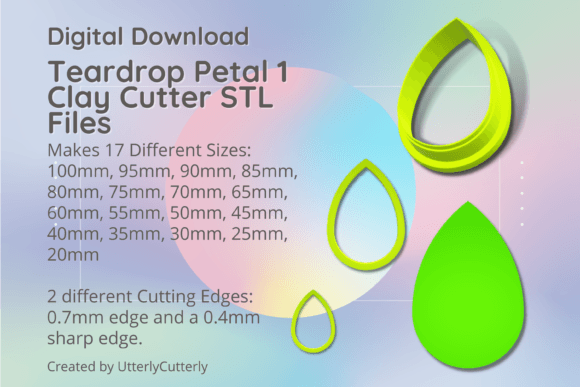 Teardrop Petal 1 Clay Cutter - Basic Sha: Evaluating Digital STL Files for Polymer Clay and Baking