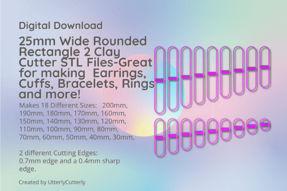 Technical Specifications and Creative Applications of the 25mm Wide Rectangle 2 Clay Cutter - Geom STL Bundle