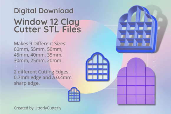 Window 12 Clay Cutter - Arch STL Digital: Precision Tools for Makers